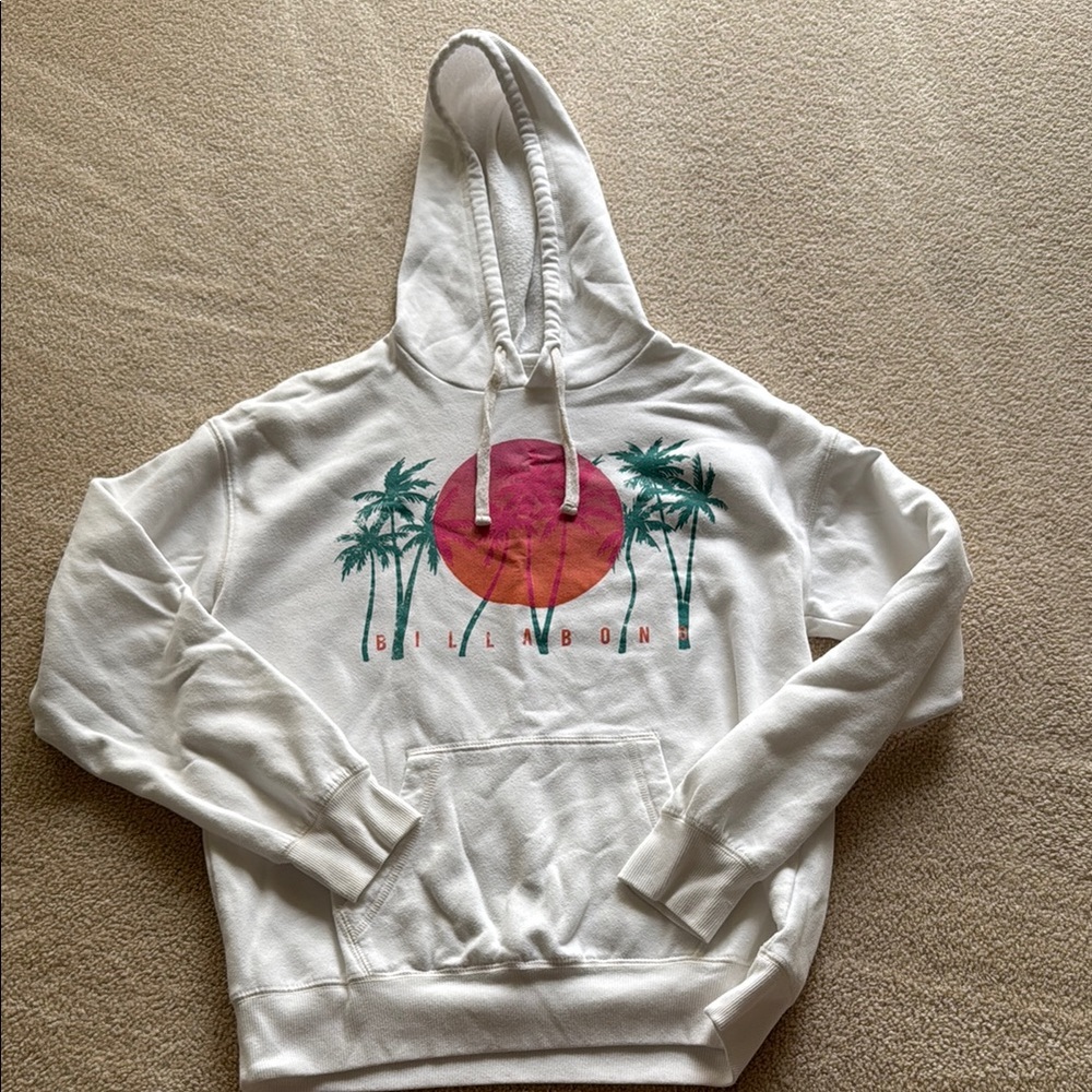 Billabong White Sweater with Colorful Graphic Design